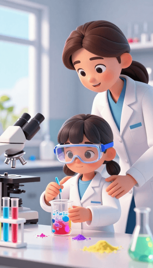 彩色试管装置素材：温馨亲子科学实验：彩色试管中的奇妙发现