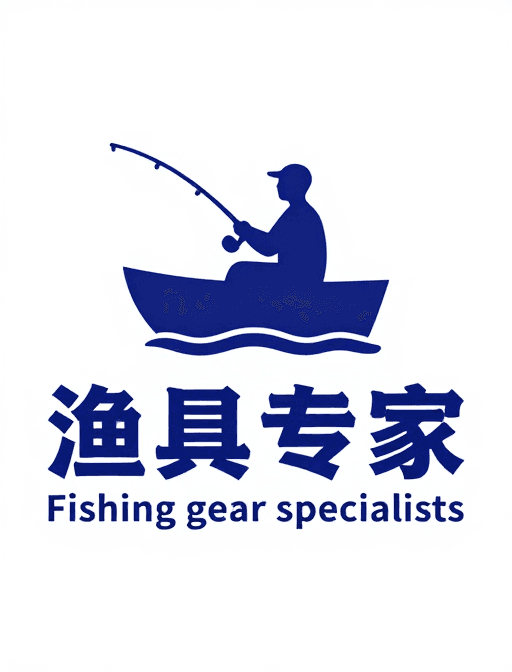 现代排版素材：蓝色单色扁平化渔具品牌标志设计