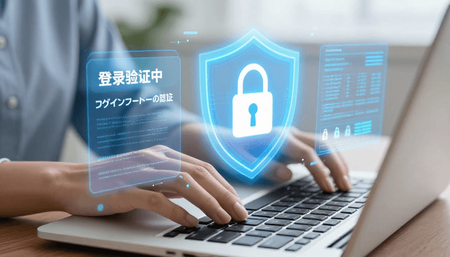 未来感设计素材：触控未来：蓝色光影中的安全守护