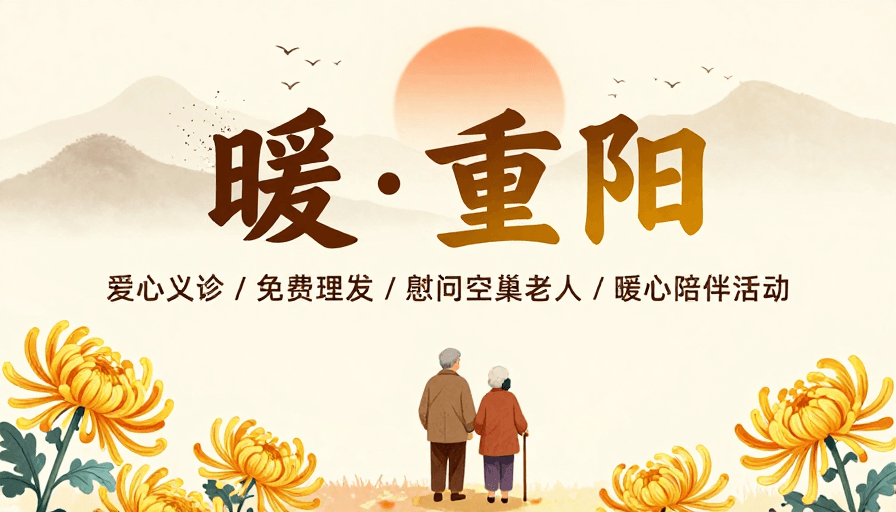 公益海报素材：暖·重阳：中国风温情敬老主题插画海报