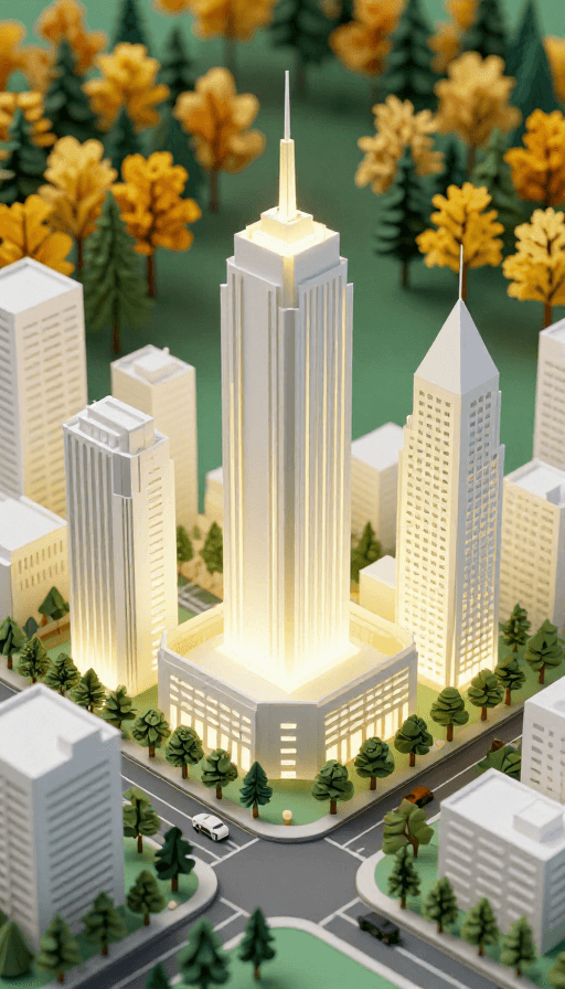 超现实风格素材：秋日纸质镂空城市超现实3D艺术