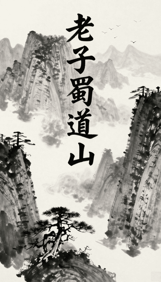 蜀道山素材：水墨蜀道：黑白晕染的磅礴山水意境