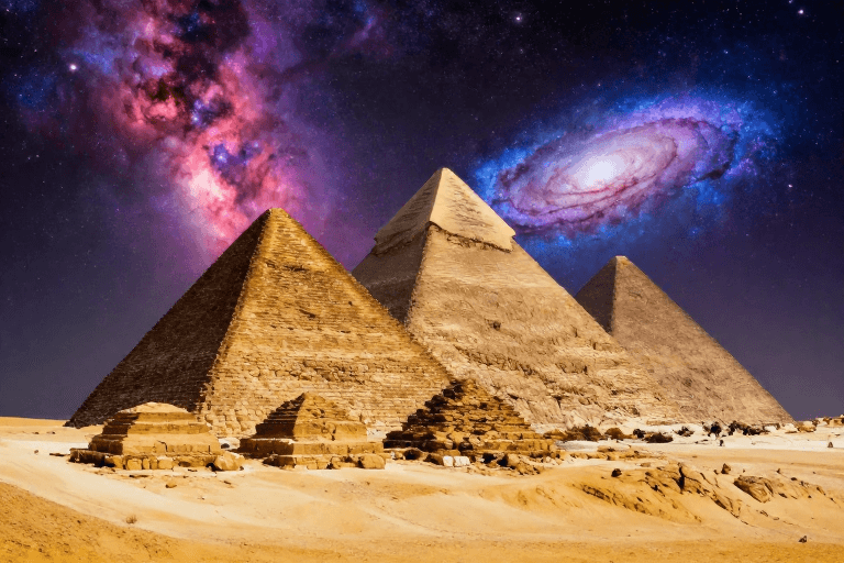 宇宙背景素材：金字塔与宇宙：历史与科幻的视觉交响