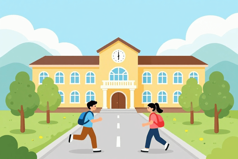 学生活动素材：清新校园生活：扁平插画中的青春活力