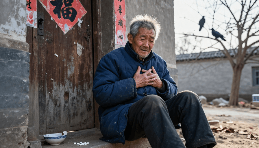 人文关怀素材：寒冬孤影：老人病痛中的孤独守望