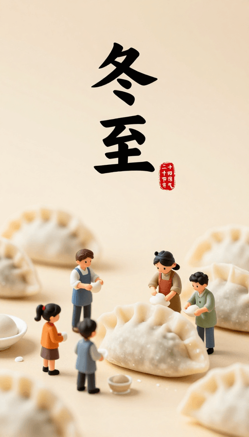 Q版风格素材：冬至庆团圆：Q版微缩世界中的饺子盛宴